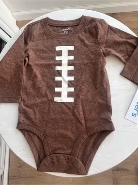 Carter's baby boy newborn Brown Football Graphic Long-Sleeve One-Piece onesie